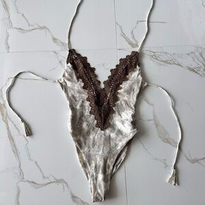 Blue Life Cream and Brown Lace Chemise